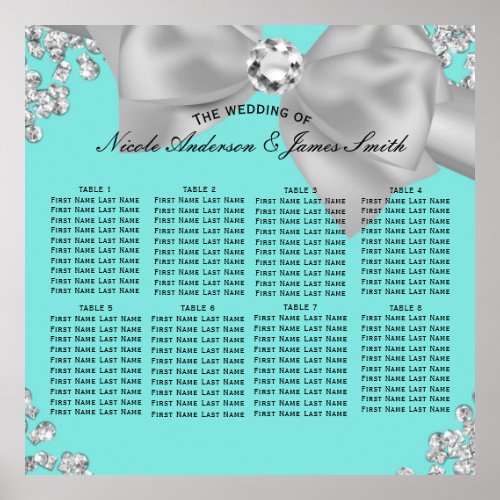 Blue Big White Bow Diamonds Glam Seating Poster