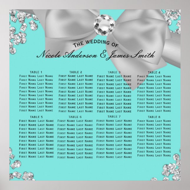 Blue Big White Bow Diamonds Glam Seating Poster (Front)