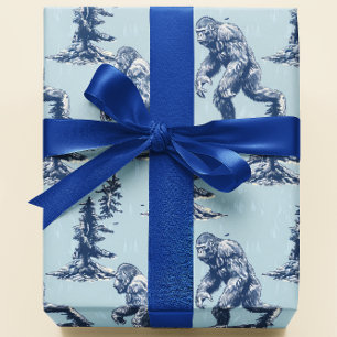 Blue Bigfoot in Forest  Wrapping Paper