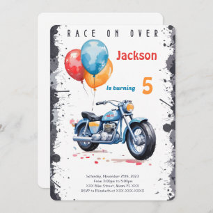 Blue Bike Birthday Invitation