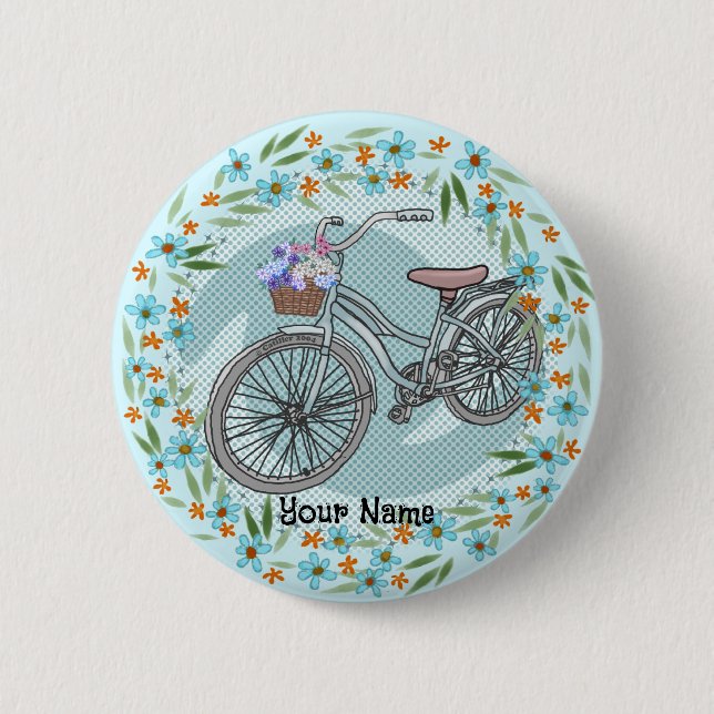 Blue Bike Ornament Button (Front)