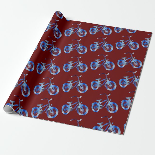 Blue Bike Wrapping Paper (Unrolled)
