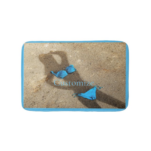 Blue Bikini Beach Sand Thunder_Cove Bath Mat (Front)