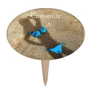 Blue Bikini Beach Sand Thunder_Cove Cake Topper