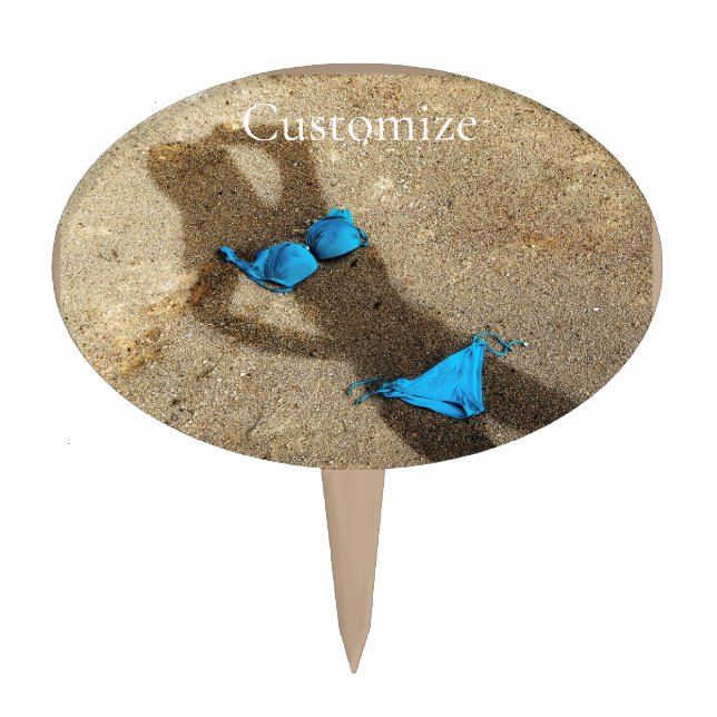 Blue Bikini Beach Sand Thunder_Cove Cake Topper (Front)