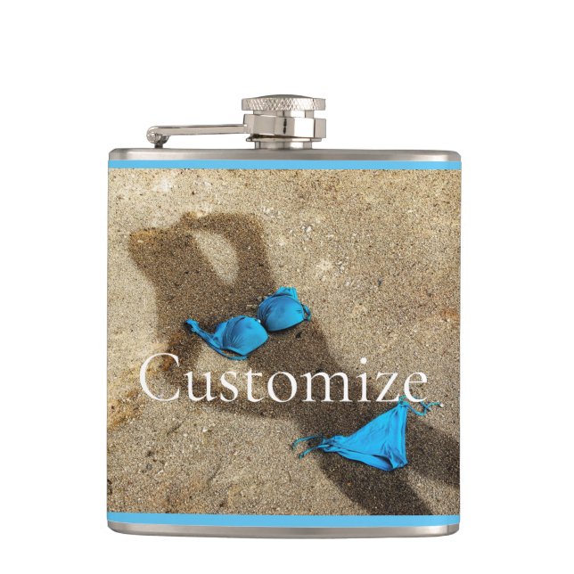 Blue Bikini Beach Sand Thunder_Cove Flask (Front)