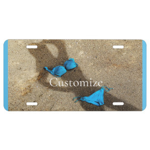 Blue Bikini Beach Sand Thunder_Cove License Plate