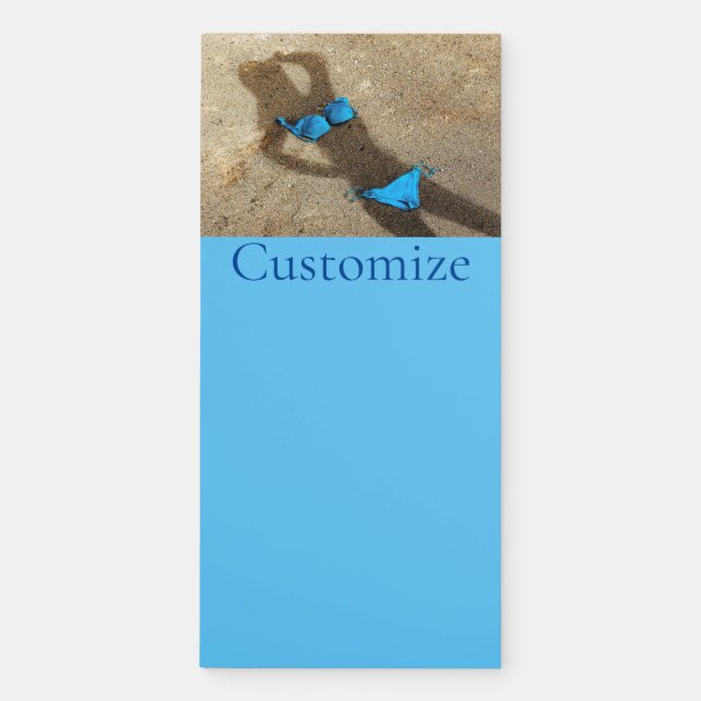 Blue Bikini Beach Sand Thunder_Cove Magnetic Notepad (Front)