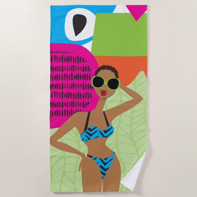 Blue Bikini Beach Towel (Front)