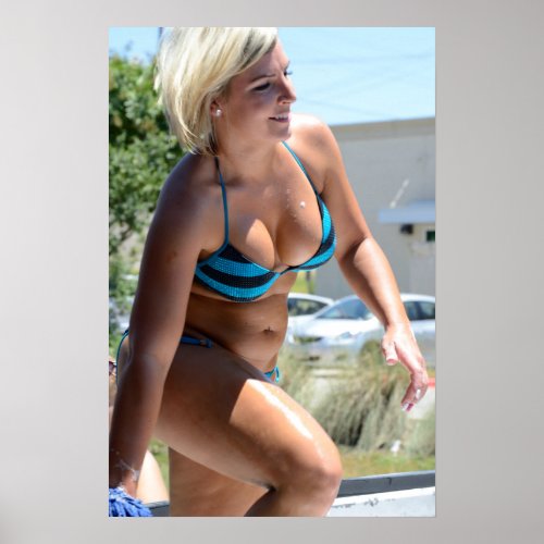 Blue Bikini Carwash Poster 16x24