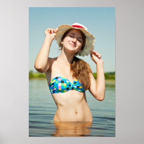 Blue Bikini Girl 12x18 Poster