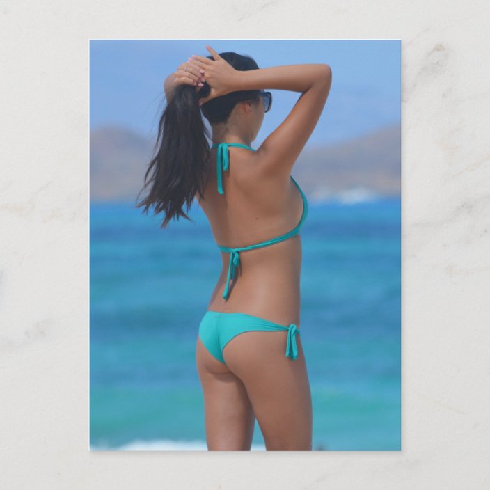 Blue Bikini Girl Photo Postcard