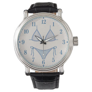 Blue Bikini Line Art Beach Fashion Watch