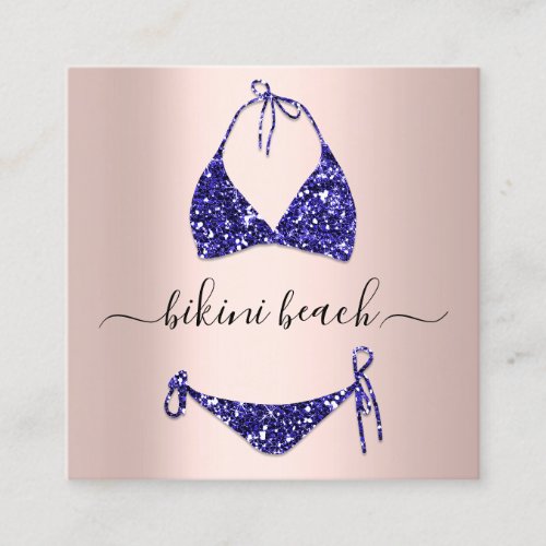 Blue Bikini Lingerie Beach Costume Underwear Shop Square Business Card