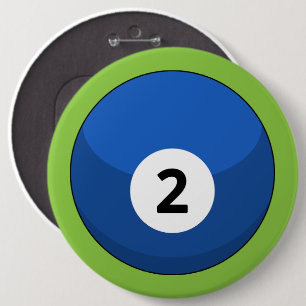 Blue Billiard Ball Number Two Button