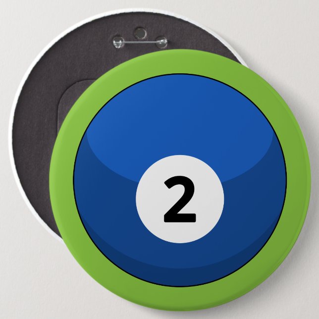 Blue Billiard Ball Number Two Button (Front & Back)
