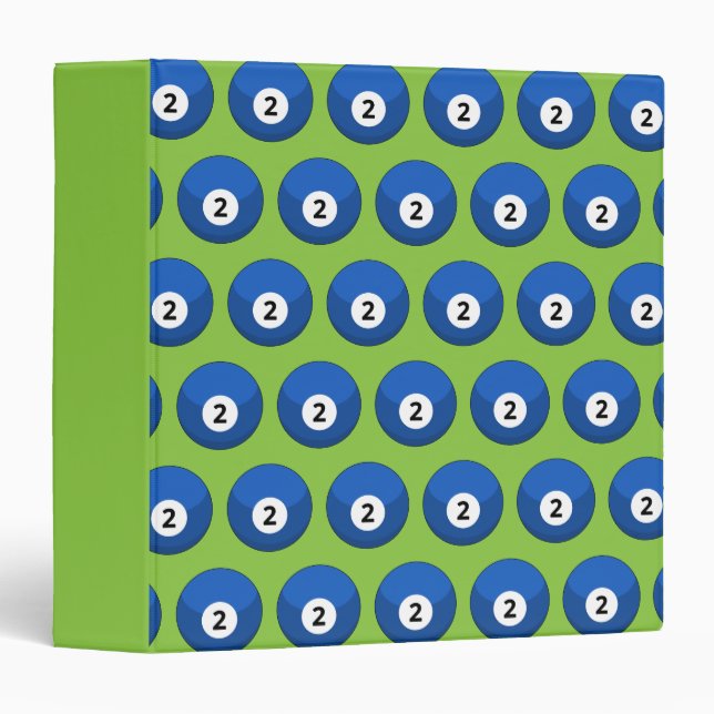 Blue Billiard Ball Number Two Pattern 3 Ring Binder (Front/Spine)