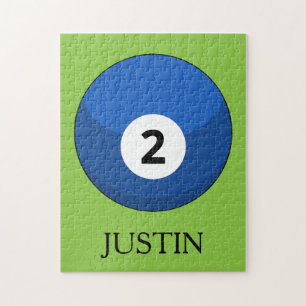 Blue Billiard Ball Number Two Personalize Jigsaw Puzzle