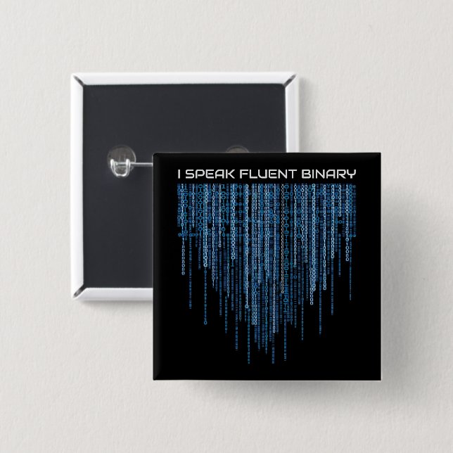 Blue Binary Code Button (Front & Back)