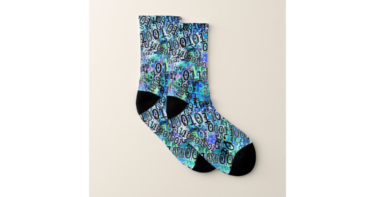 Blue Binary Code for Nerds Socks | Zazzle