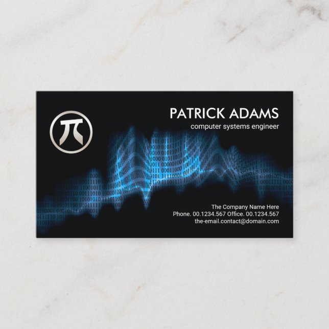 Blue Binary Code Sound Wave Data Scientist Business Card (Front)