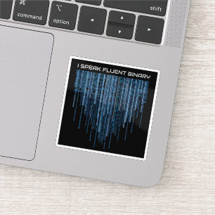 Blue Binary Code Sticker