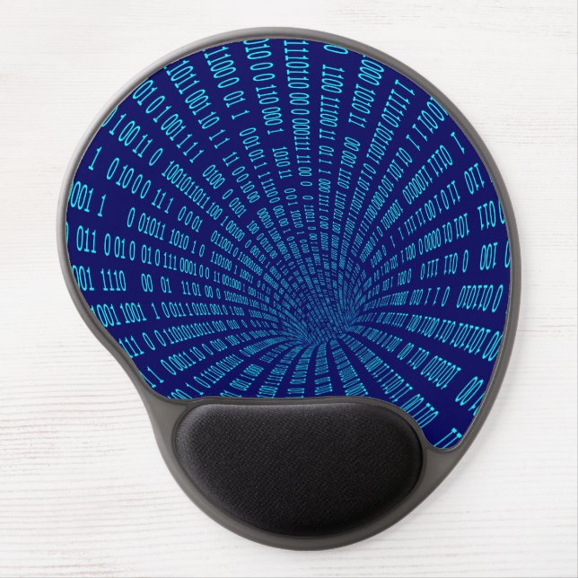Blue Binary Tunnel Data Stream Concept Gel Mouse Pad (Front)