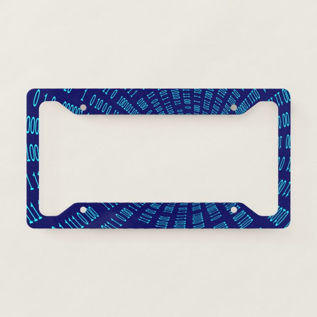 Blue Binary Tunnel Data Stream Concept License Plate Frame (Front)