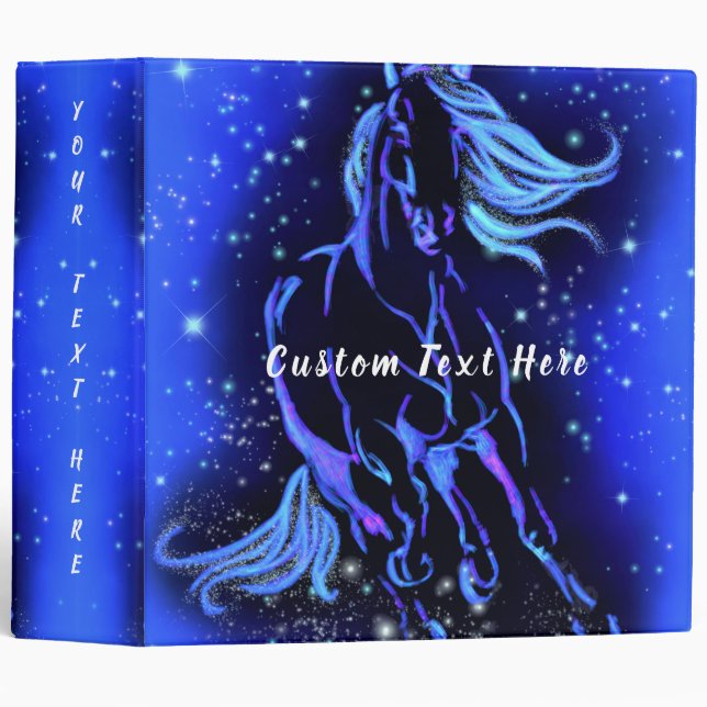 Blue Binder Horse Running In Moonlight Night (Front/Spine)