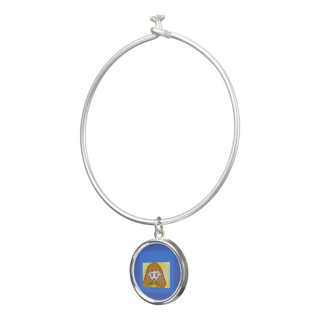Blue Bingo Anime Bangle Bracelet With Round Charm (3/4)
