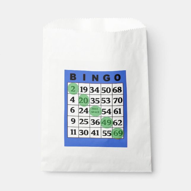 Blue BINGO Card Party Favor Bag (Front)