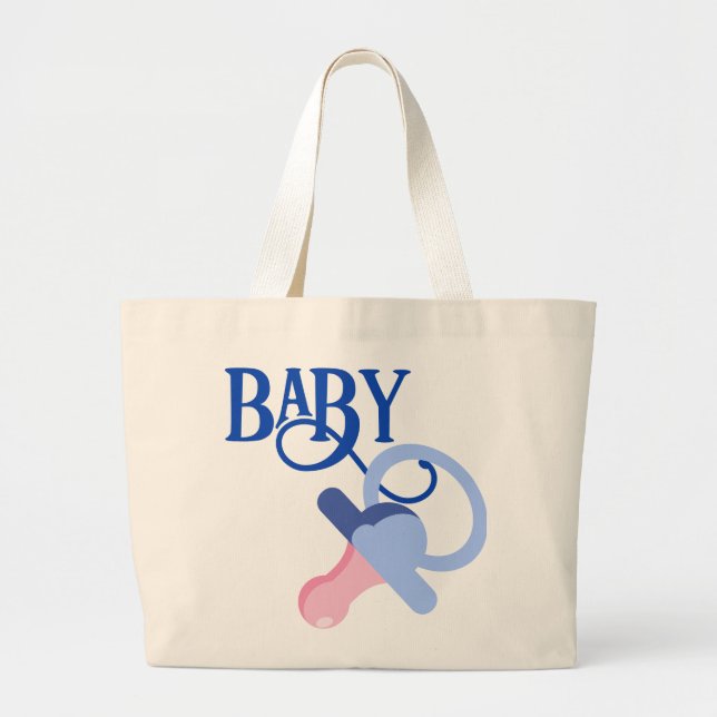 BLUE BINKY, BABY SHOWER  LARGE TOTE BAG (Front)