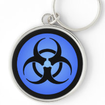 Blue Biohazard Symbol Keychain