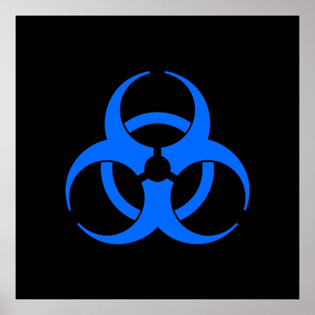 Blue Biohazard Symbol Poster (Front)