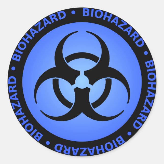 Blue Biohazard Symbol Sticker (Front)