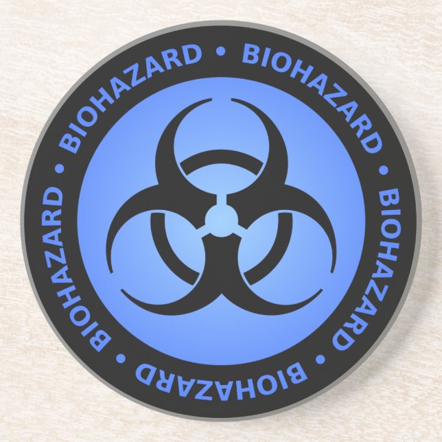 Blue Biohazard Warning Coaster (Front)