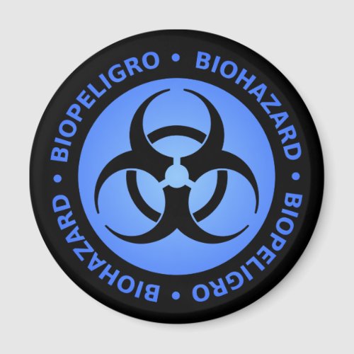 Blue Biohazard Warning Magnet