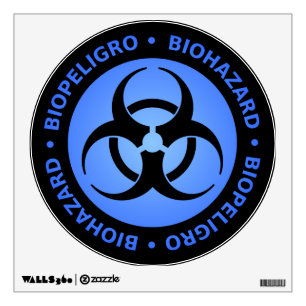 Blue Biohazard Warning Sign Wall Decal