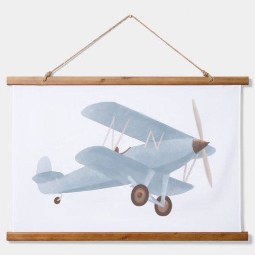 Blue Biplane Nursery Decor Hanging Tapestry