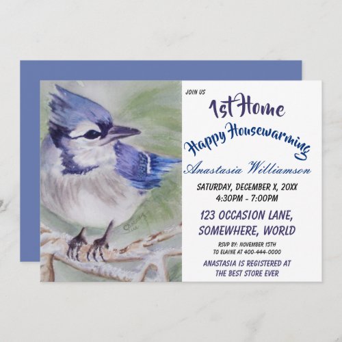 BLUE BIRD 1st HOME HOUSEWARMING PARTY INVITE