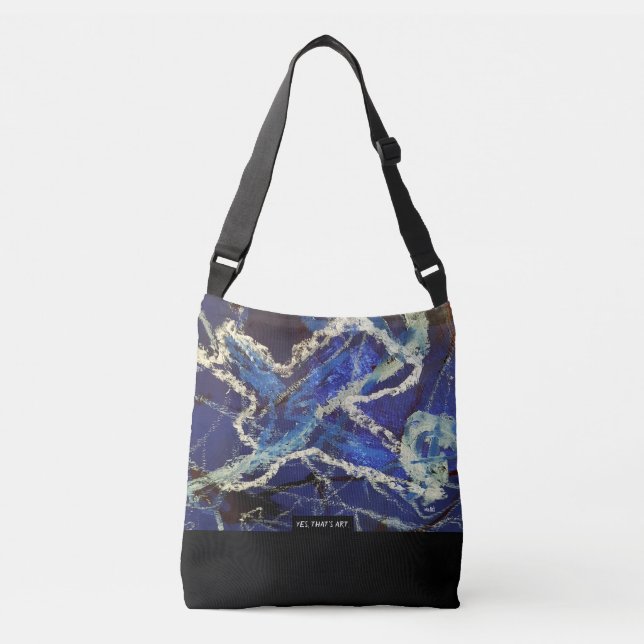 Blue Bird, Abstract Art Crossbody Bag (Front)