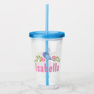 Blue Bird and Daisies Acrylic Tumbler