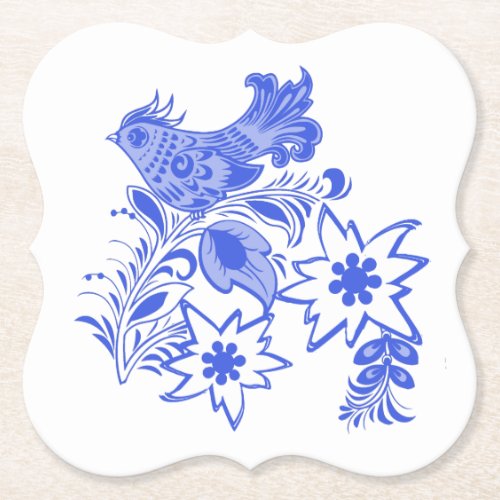 Blue Bird and Edelweiss Paper Coaster