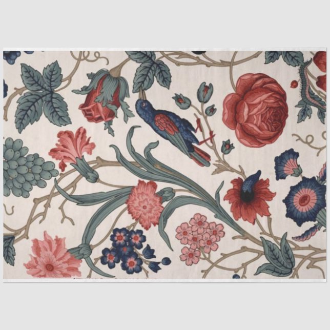 Blue bird and floral decouopage paper (Front)