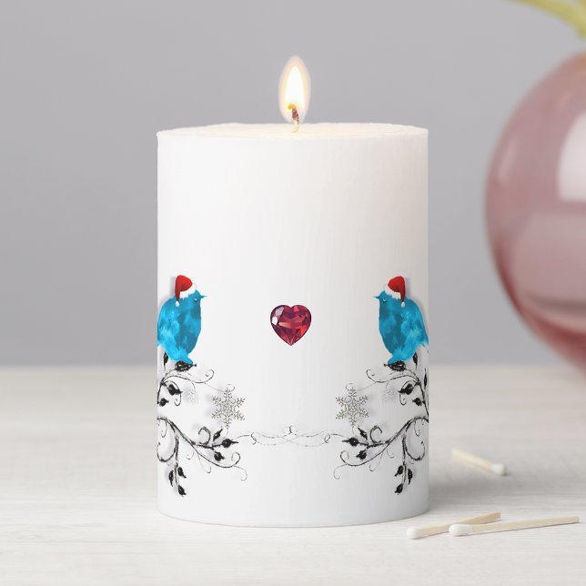 Blue Bird and Ruby hearts Pillar Candle (Creator Uploaded)