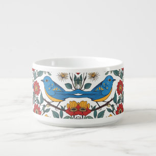 Blue Bird and Wildflower Folk Art Bowl