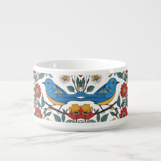 Blue Bird and Wildflower Folk Art Bowl