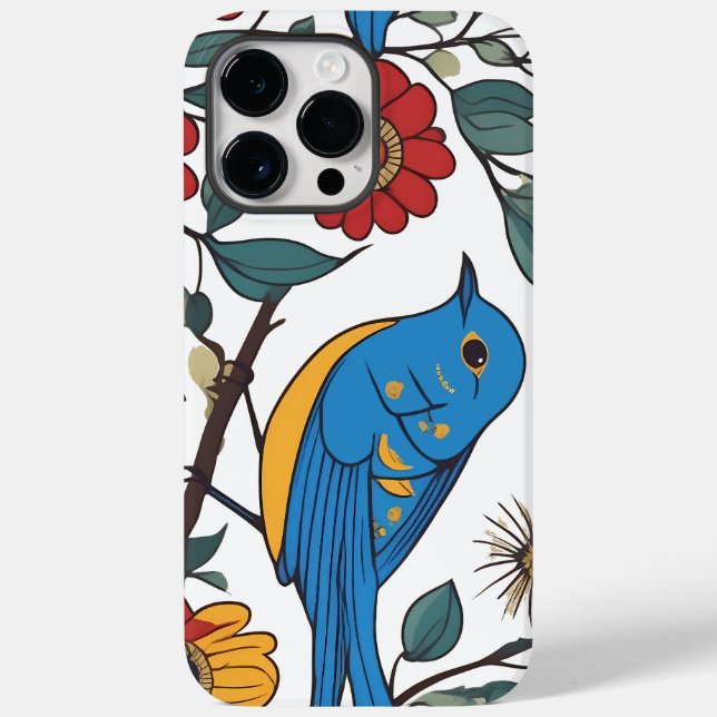 Blue Bird and Wildflower Folk Art Case-Mate iPhone Case (Back)