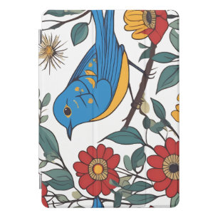 Blue Bird and Wildflower Folk Art iPad Pro Cover