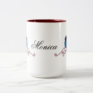Blue Bird Art  Personalized Two-Tone Coffee Mug